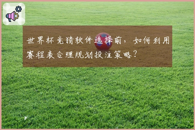 世界杯竞猜软件选择前，如何利用赛程表合理规划投注策略？